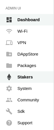 Select Stakers in the left side menu