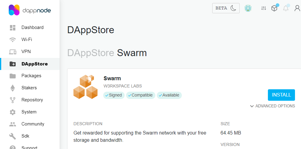 DAppStore Swarm Package Install